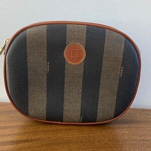 Vintage FENDI Pequin Coated Canvas Pouch